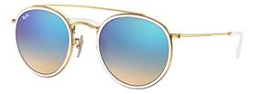 Óculos De Sol Ray-Ban Round Metal RB3647N Dourado Azul Unissex 51mm