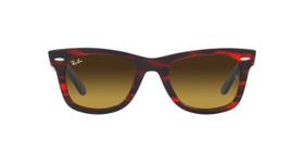 Óculos de Sol Ray-Ban Wayfarer RB2140 136285 Vermelho Striped Lente Marrom Degradê Tam 50