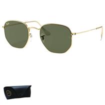 Óculos de Sol RayBan Masculino Hexagonal Dourado Verde RB3548 91963154