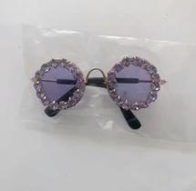 Óculos de Sol Redondo Com Strass Roxo para cachorro e gato Óculos de Sol Redondo Com Strass Roxo para cachorro e gato