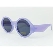 Óculos de sol redondo design futurista com proteção total 400uv