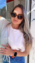 Oculos de sol redondo estilo gato marrom lente clara feminino Oculos de sol redondo estilo gato marrom lente clara feminino