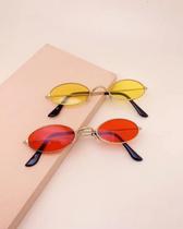 Óculos de Sol Redondo Oval Armação Tipo Metal Amarelo y2k Anos 2000 UV400