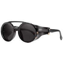 Óculos de Sol Redondo Retro Polarizado Kdeam Vintage Preto
