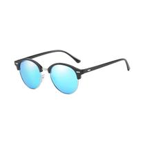 Óculos De Sol Redondos Polarizados Unissex Clássicos Designer Retro Com Armação Meia-Frame UV400