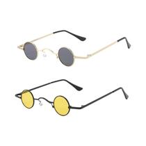 Óculos De Sol Redondos Vintage Rock Punk Pretos Para Homens E Mulheres Com Armação De Metal E Ponte