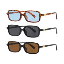 Óculos De Sol Retangulares Minimalistas Femininos Com Proteção UV400, Conjunto De 3 Peças, Óculos