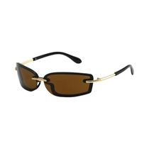 Óculos De Sol Retangulares Sem Armação Estilo Y2K Unissex, Lentes Quadradas De Metal Para Homens E