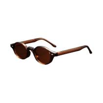 Óculos De Sol Retrô Com Armação Redonda Pequena Em TR90 Texturizado, Haste Com Estampa Óculos De Sol Retrô Com Armação Redonda Pequena Em TR90 Texturizado, Haste Com Estampa
