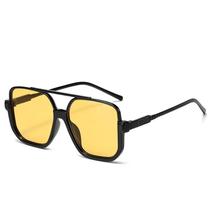 Óculos De Sol Retrô Femininos Com Grande Armação Quadrada Preta, Óculos De Sol Estilo Piloto Para