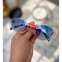 Óculos De Sol Retro Modelo Moderno Em Metal Feminino oval lente com proteção UV varias cores