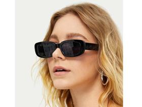 Óculos De Sol Retrô Retangular Lente Preto Blogueira Moda Uv - M&C