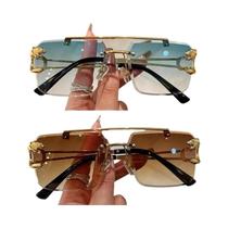 Óculos de sol retrô sem moldura para homens e mulheres, dupla camada, níquel, elegante, UV400, 1pc Óculos de sol retrô sem moldura para homens e mulheres, dupla camada, níquel, elegante, UV400, 1pc