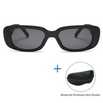 Óculos De Sol Retro Vintage Retangular Preto Unissex Óculos De Sol Retro Vintage Retangular Preto Unissex