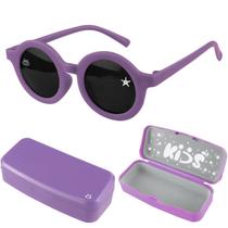 Oculos de sol rosa vintage retro proteção uv + case presente rosa social verão praia menina casual - Orizom