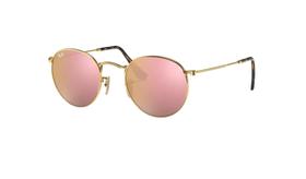 Oculos de Sol Round 3447 Armação Dourado Lentes Rosê Espelhado - Miami Sun