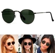 Óculos De Sol Round John Lennon Preto Verde G15 Redondo Lente Cristal UV400