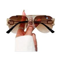 Óculos de sol sem aro de luxo feminino, óculos vintage, tons grandes, Lunette, 2022