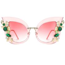 Óculos de sol Slocyclub Funky em forma de borboleta para mulheres com strass