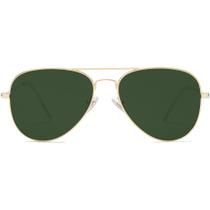 Óculos de Sol SOJOS Aviator Polarizados - Armação Dourada/Lentes Verde Escuro