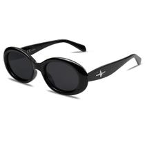 Óculos de Sol SOJOS SJ2286 - Retro Oval Polarizado Preto para Adultos