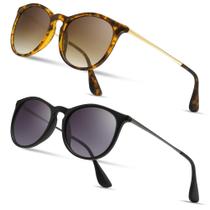Óculos de Sol SUNGAIT Vintage Redondos com Lentes UV400 - 2 Pares