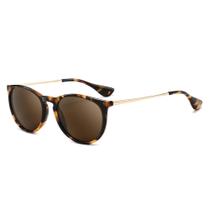 Óculos de Sol SUNGAIT Vintage Redondos Polarizados com Lentes Marrons