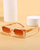Óculos de Sol Textura Mármore Marble Branco Laranja Quadrado Retangular y2k Street Style UV400