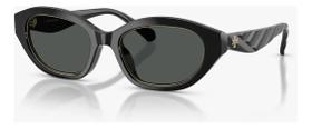 Óculos de sol Tory Burch em acetato preto com detalhes dourados, lentes cinza Óculos de sol Tory Burch em acetato preto com detalhes dourados, lentes cinza