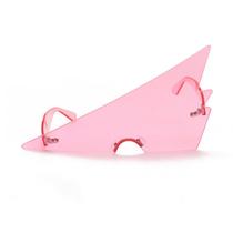 Óculos de sol Triangle Rimless Pink Novelty para festas