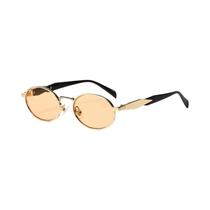Óculos De Sol Unissex Com Armação Pequena De Metal Oval Retro Steampunk De Alta Qualidade 1/2 Peças