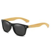Óculos De Sol Unissex Haste de Bambu Proteção UV400 Com Case