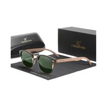 Óculos De Sol Unissex Polarizados UV400 Em Madeira De Noz Com Armação Redonda Vintage Retro Luxuosa