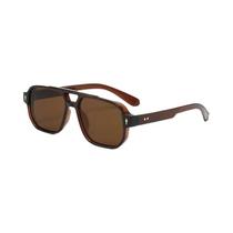 Óculos De Sol Unissex Retrô Com Ponte Dupla Quadrada UV400, Design De Luxo Com Rebites, Tendência Da Óculos De Sol Unissex Retrô Com Ponte Dupla Quadrada UV400, Design De Luxo Com Rebites, Tendência Da