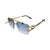 Óculos De Sol Unissex Retrô Sem Armação UV400, Estilo Quadrado, Marca De Luxo Com Padrão De Onça