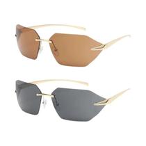 Óculos De Sol Unissex Sem Armação Em Metal UV400 Anti-reflexo Para Caminhadas, Praia E Férias,