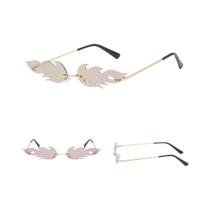 Óculos De Sol Unissex Sem Armação UV400 Moda Chama De Fogo Luxo Tendência Óculos De Sol Estreitos