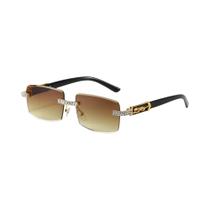 Óculos De Sol UV400 Com Strass Para Mulheres E Homens, Estilo Retangular, Flash Cheetah Diamond