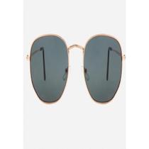 Óculos De Sol Uva Hexagonal Dourado Com Preto Óculos De Sol Uva Hexagonal Dourado Com Preto