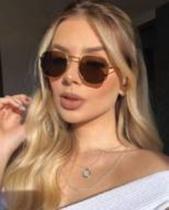 Óculos De Sol UVA Hexagonal Marrom