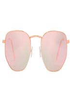 Óculos De Sol Uva Hexagonal Rosa Espelhado