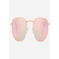 Óculos De Sol UVA Hexagonal Rosa Espelhado