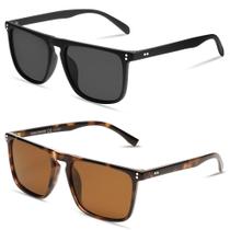 Óculos de sol VANLINKER Polarized Square, pacote com 2 unidades para homens e mulheres