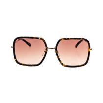 Óculos de Sol Victor Hugo SH1325 Feminino Quadrado em Acetato Demi e Dourado