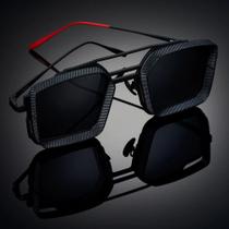 Óculos De Sol Vintage Masculino Quadrado PUNK Preto Em Metal Proteção 400UV