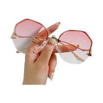 Óculos De Sol Vintage Oversized Para Mulheres, Sem Armação, Metal UV400, Design Quadrado Estiloso Óculos De Sol Vintage Oversized Para Mulheres, Sem Armação, Metal UV400, Design Quadrado Estiloso