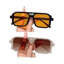 Óculos De Sol Vintage Quadrados Para Homens E Mulheres, Retro Com Ponte Dupla, Lentes Gradientes Óculos De Sol Vintage Quadrados Para Homens E Mulheres, Retro Com Ponte Dupla, Lentes Gradientes