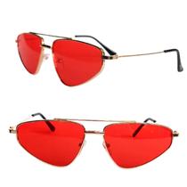 Oculos de Sol Vintage Retrô Lente Vermelha Unissex UV400