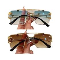 Óculos De Sol Vintage Sem Armação Com Gradiente De Dupla Ponte, 2 Pares Por Conjunto, Design De