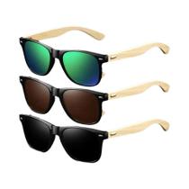 Óculos De Sol Vintage Unissex Em Madeira De Bambu UV400 Luxuosos Designer Moda Óptica 3 PCS